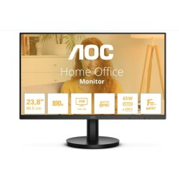 AOC 24B3CA2 IPS Монитор 23.8" (60.45 см), 100Hz, Adaptive-Sync, USB-C с 65W Захранване, Flicker-Free, Черен