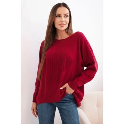 Kesi Włoski Women's sweater with a longer back and embossed star burgundy