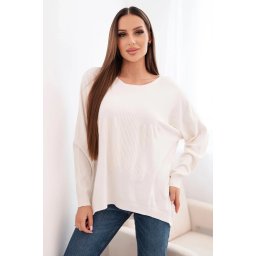 Kesi Włoski Women's sweater with a longer back and embossed star beige