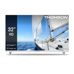 Телевизор Thomson 32" HD Google TV; 1366 x 768 (HD), DLED, 60 Hz, HDR10, Dolby Audio, Google Cast, DVB-T/T2/C/S/S2, Wi-Fi, Bluetooth, LAN, HDMI 3 (1.4), USB 2 (2.0), AV IN, Hotel mode, Adjustable Side Feet, White