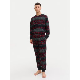 Jack & Jones Пижама Tristan 12285375 Черен Loose Fit