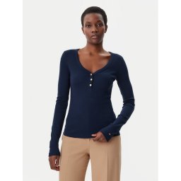 Tommy Hilfiger Блуза Henley WW0WW43905 Тъмносин Slim Fit