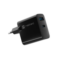 Адаптер Natec USB Charger Ribera Gan 1X USB-A + 1X USB-C 65W, Black