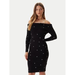 Guess Плетена рокля W5BK64 Z2YJ2 Черен Slim Fit