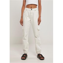 Women's Organic Stretch Denim Cargo Pants Grey White Raw