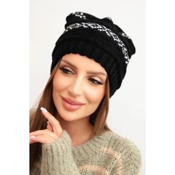 Дамска зимна шапка с десен K425 черна