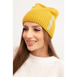 Дамска зимна шапка с кристали Kesi K453 цвят горчица