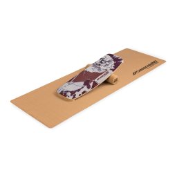 BoarderKING Indoorboard Curved, дъска за баланс, подложка, цилиндър, дърво / корк (FIA2-CurvedFloral)
