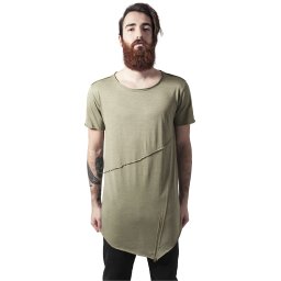 Bright olive T-shirt with a long front zipper with an open brim