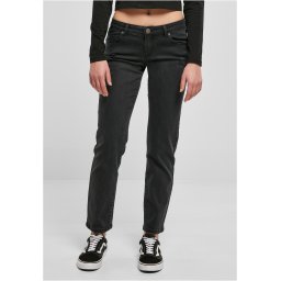 Women's Straight Denim Low-Waisted Pants - Black