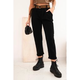 Kesi Włoski Women's pants with a belt in striped black