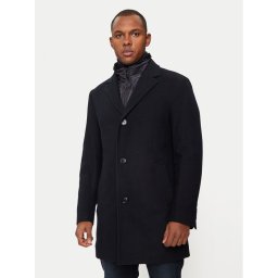 Hechter Paris Вълнено палто 45014 142270 Тъмносин Regular Fit