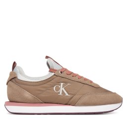 Сникърси Calvin Klein Retro Runner Sock Laceup Mix Mat YW0YW02060 Кафяв