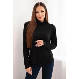Kesi Włoski Women's viscose blouse with a turtleneck and long sleeves black