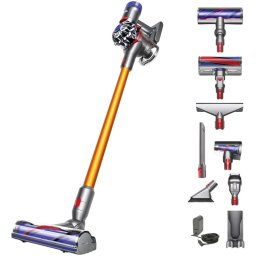 Вертикална прахосмукачка Dyson V8 Absolute, 425 W, 0.54 л, Автономност 40 мин, Жълт/Сив