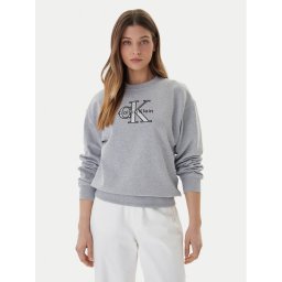 Calvin Klein Jeans Суитшърт Foil Monologo LV047E825G Сив Regular Fit