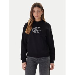 Calvin Klein Jeans Суитшърт Foil Monologo LV047E825G Черен Regular Fit