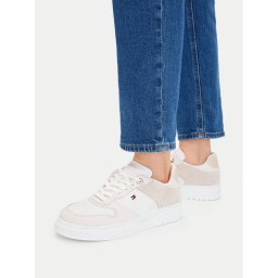 Tommy Hilfiger Сникърси Th Sporty Cupsole Tumbled Ltr FW0FW09024 Екрю
