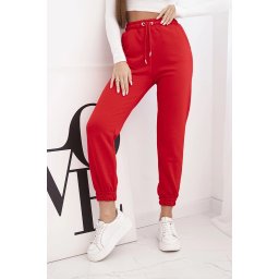 Kesi Women's cotton pants with an elastic waistband red