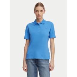 Tommy Hilfiger Тениска с яка и копчета 1985 WW0WW43224 Син Regular Fit
