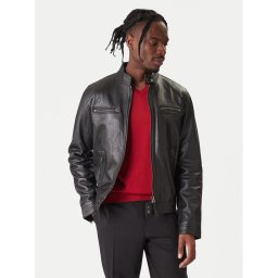 Tommy Hilfiger Кожено яке Racer MW0MW41961 Черен Regular Fit