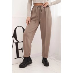 Kesi Włoski Elegant women's high-waisted pants with a tie at the waist fango