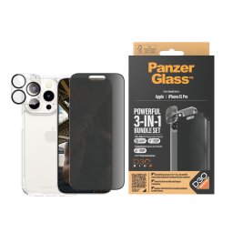 Стъклен протектор PanzerGlass за Apple iPhone 15 Pro UWF Privacy Bundle (UWF Privacy screen protector, HardCase, протектор за камера)