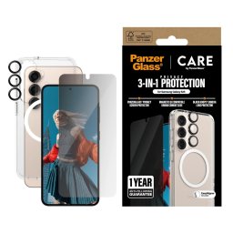 Комплект CARE by PanzerGlass Bundle за Samsung Galaxy S25 3in1 Case, Hoops, Privacy