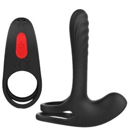 Вибриращ пенис ринг с презареждаща се батерия и дистанционно "CLIO BLACK RING"