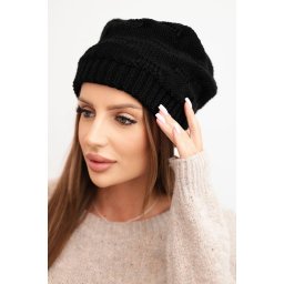 Kesi Women's winter hat made of wool with decorative weave K451 black