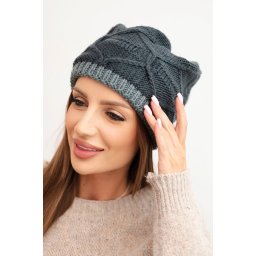 Kesi Women's winter hat made of wool with a woven pattern K443 graphite
