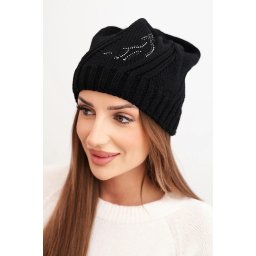 Kesi Women's winter hat with wool and embellishment with studs K480 black