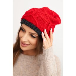 Kesi Women's winter hat made of wool with a woven pattern K443 red