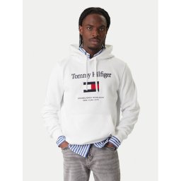 Tommy Hilfiger Суитшърт Embro Flag MW0MW42735 Бял Regular Fit