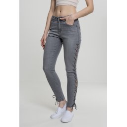 Women's denim pants Lace Up Skinny - grey