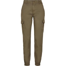 Women's high-waisted cargo trousers olive