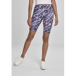 Women's cycling shorts with darkshadow/pink tie