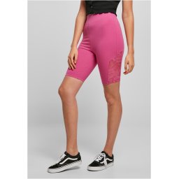Women's high-waisted cycling shorts with lace insert light purple