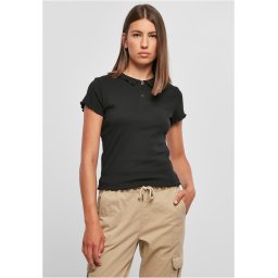 Women's Rib Polo T-Shirt Black