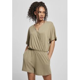 Women's short modal jumpsuit in khaki color