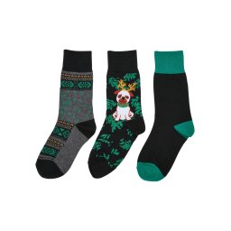 Pug Children's Christmas Socks - 3-Pack Multicolored