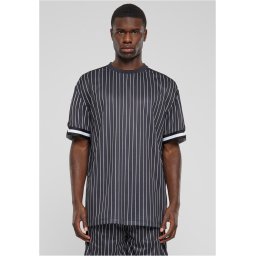 Men's Oversized Striped Mesh Tee T-Shirt - Black/White