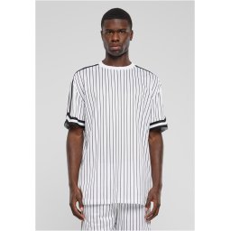 Men's Oversized Striped Mesh Tee T-Shirt - white/black