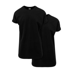 Men's T-shirts Pre-Pack Long Shaped Turnup 2-Pack black