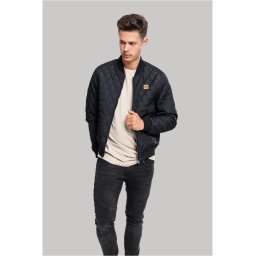 Diamond Quilt Nylon Jacket Black