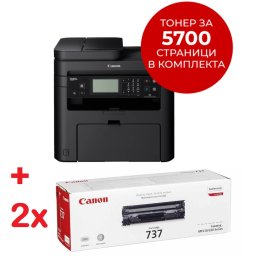 Canon MF237w Комплект Лазерно МФУ- 4в1 принтер, копир, скенер, факс, ADF 35л., 23стр/мин, тонер до 2400стр, Wi-Fi + 2 тонера CRG-737