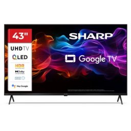 Телевизор Sharp 43HP5265E, 43" QLED Google TV, 4K Ultra HD 3840x2160 Frameless, 1 000 000:1, AQUOS, DVB-T/T2/C/S/S2, Active Motion 1000, HDR10, Dolby Atmos, Dolby Vision, Google Assistant, Google Cast, HDMI 2.1 with eARC, 3.5mm Headphone jack / line-out,
