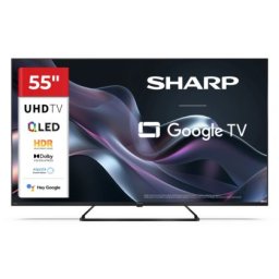 Телевизор Sharp 55HP6265E, 55" QLED Google TV, 4K Ultra HD 3840x2160 Frameless, 1 000 000:1, AQUOS, DVB-T/T2/C/S/S2, Active Motion 1000, HDR10, Dolby Atmos, Dolby Vision, Google Assistant, Google Cast, HDMI 2.1 with eARC, 3.5mm Headphone jack / line-out,
