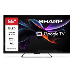 Телевизор Sharp 55HR7265E, 55" QLED GOOGLE TV, 4K 144Hz Quantum Dot 3840x2160 Frameless, AQUOS AI, DVB-T/T2/C/S/S2, Active Motion 1400, HDR10, Dolby Atmos, Dolby Vision, DTS:X, Google Assistant, HDMI eARC, Mini Composite/CVBS + Audio input, USB, Wi-Fi, B