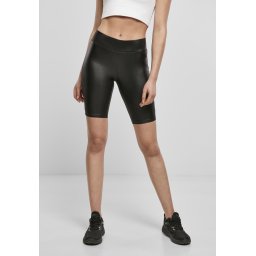 Women's synthetic leather cycling shorts black